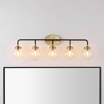 Caleb Brass Vanity Wall Sconce Clear